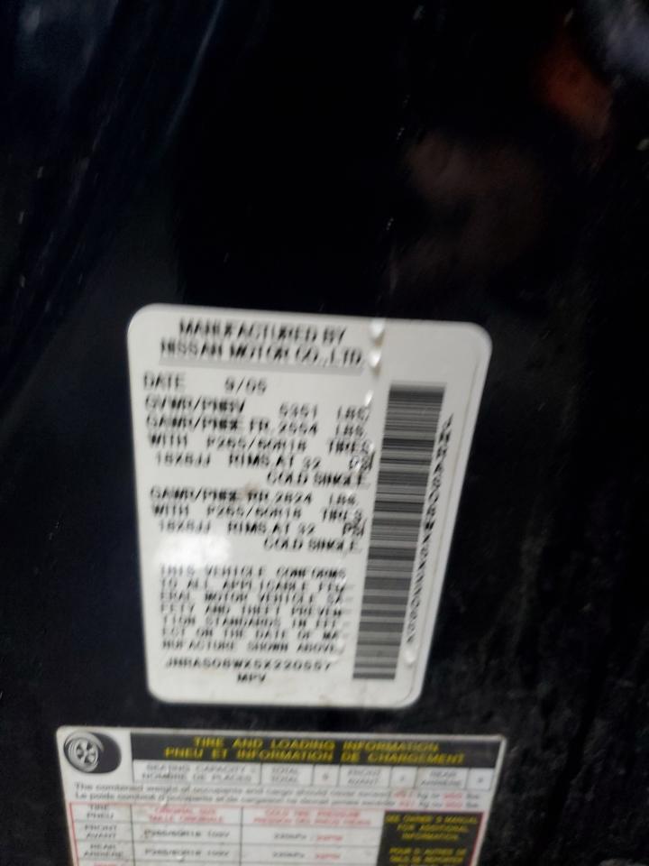 2005 Infiniti Fx35 VIN: JNRAS08WX5X220557 Lot: 92401275