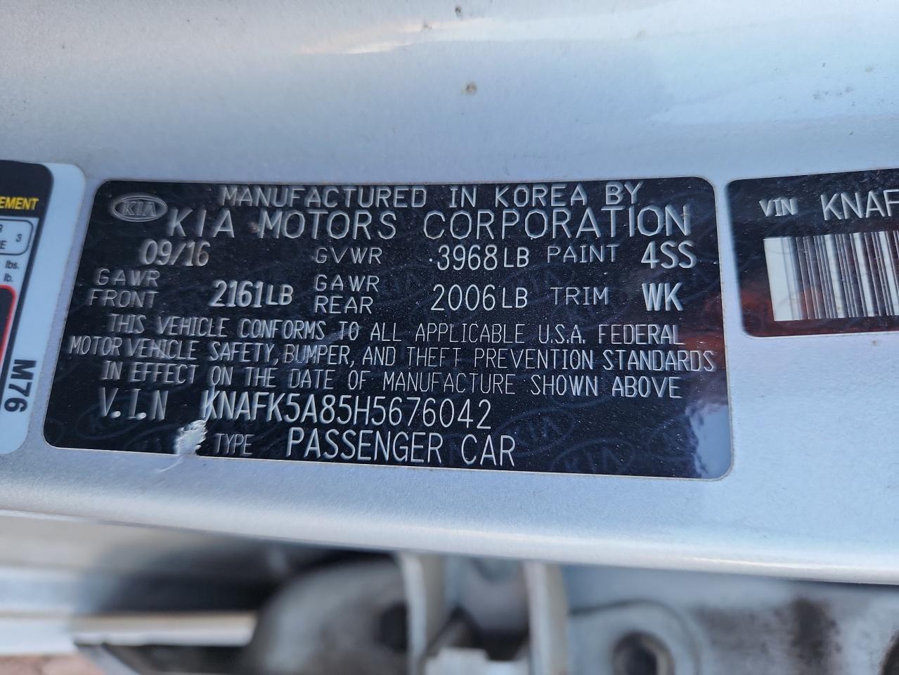 2017 Kia Forte Lx VIN: KNAFK5A85H5676042 Lot: 93134265