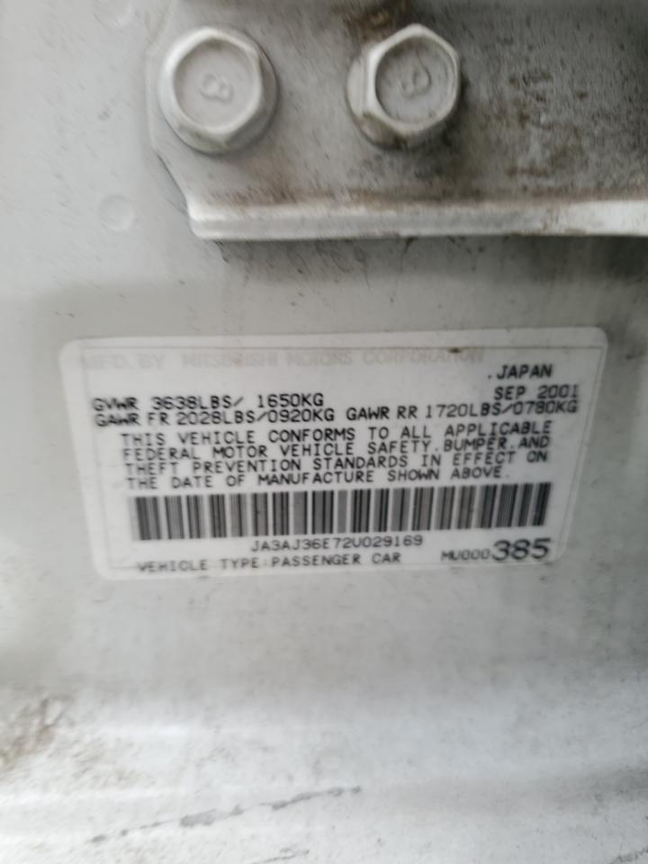 2002 Mitsubishi Lancer Ls VIN: JA3AJ36E72U029169 Lot: 91358675