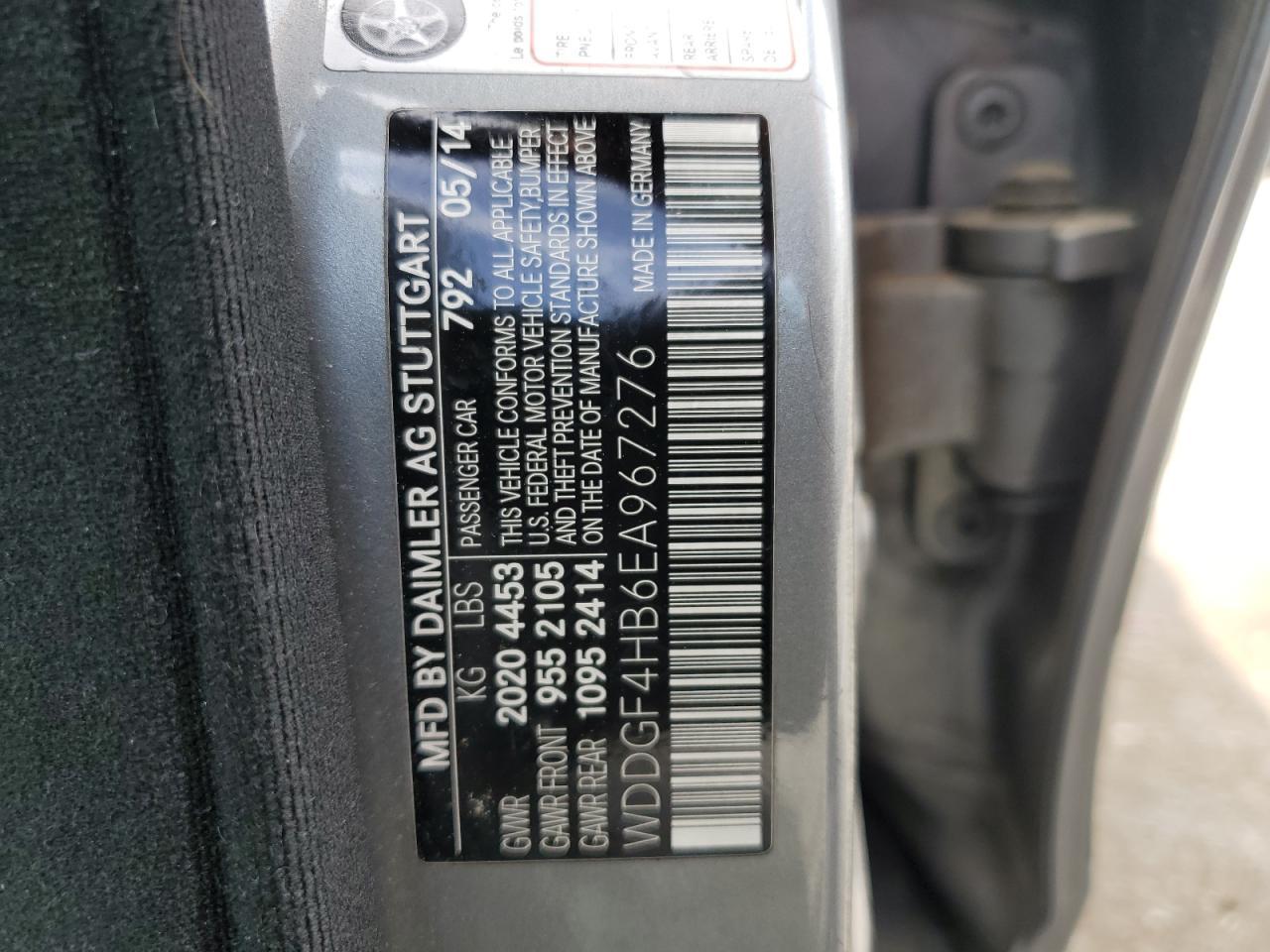 2014 Mercedes-Benz C 250 VIN: WDDGF4HB6EA967276 Lot: 85403705