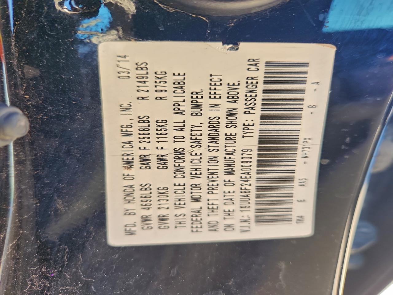 2014 Acura Tl VIN: 19UUA8F24EA009079 Lot: 94101065