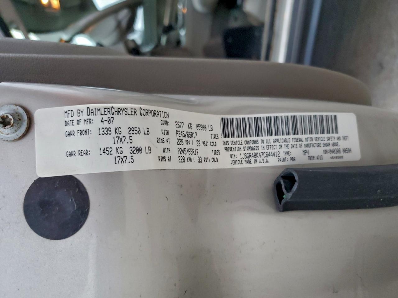 2007 Jeep Grand Cherokee Laredo VIN: 1J8GR48K47C644412 Lot: 94788455