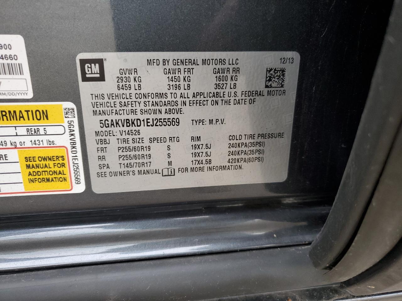 2014 Buick Enclave VIN: 5GAKVBKD1EJ255569 Lot: 92698795