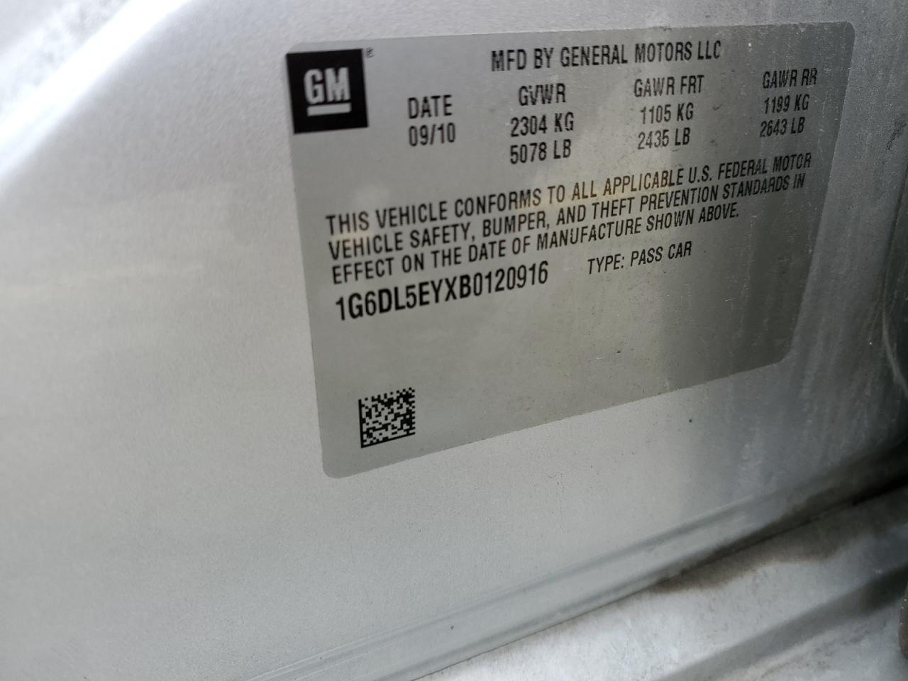 2011 Cadillac Cts Performance Collection VIN: 1G6DL5EYXB0120916 Lot: 93057765