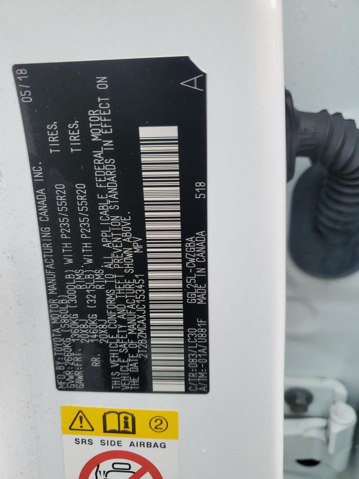 2018 Lexus Rx 350 Base VIN: 2T2BZMCAXJC153451 Lot: 93069585