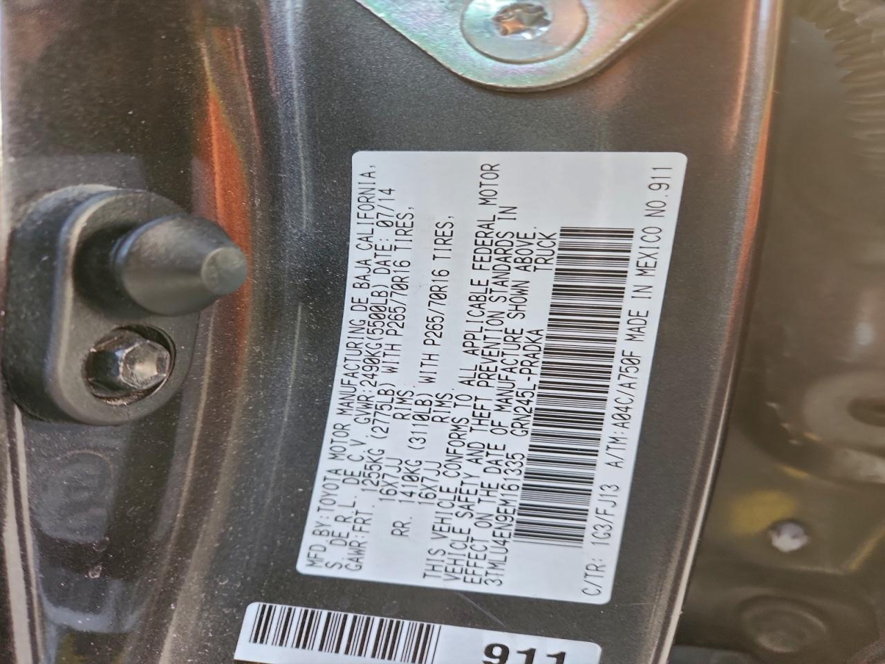 2014 Toyota Tacoma Double Cab VIN: 3TMLU4EN9EM161335 Lot: 94774545