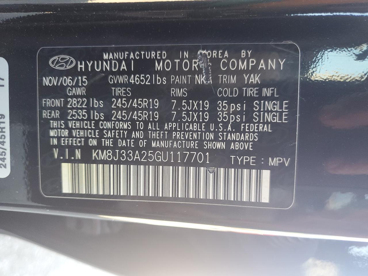 2016 Hyundai Tucson Limited VIN: KM8J33A25GU117701 Lot: 91590475