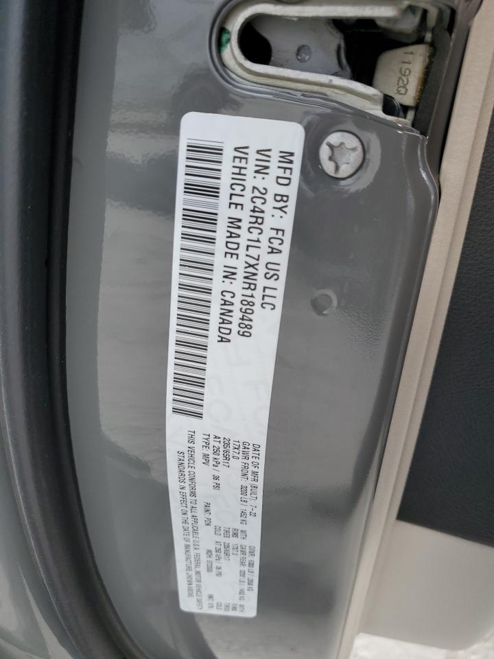 2022 Chrysler Pacifica Hybrid Touring L VIN: 2C4RC1L7XNR189489 Lot: 91669895