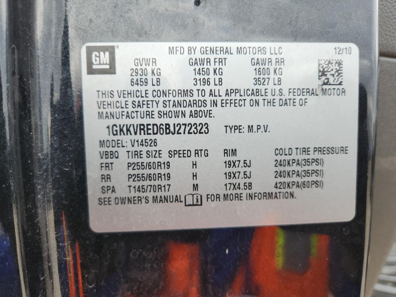 2011 GMC Acadia Slt-1 VIN: 1GKKVRED6BJ272323 Lot: 91807385