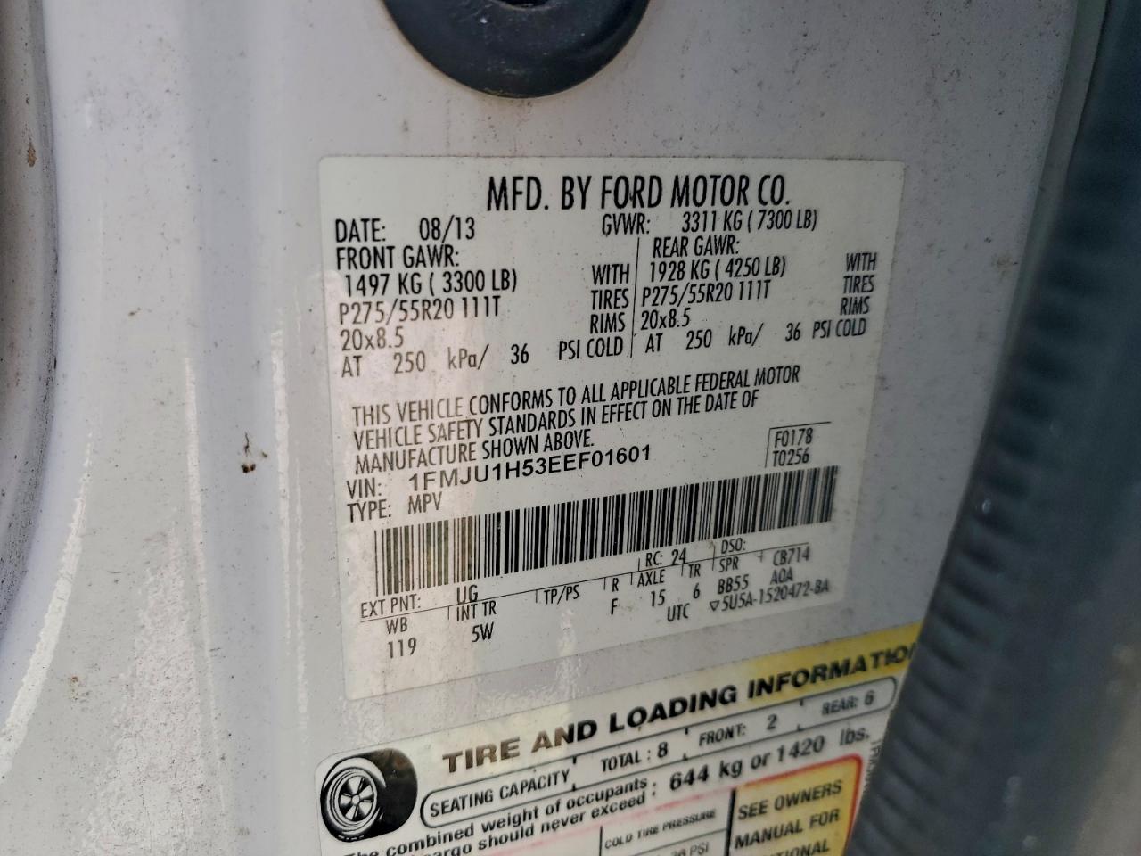 2014 Ford Expedition Xlt VIN: 1FMJU1H53EEF01601 Lot: 94366485