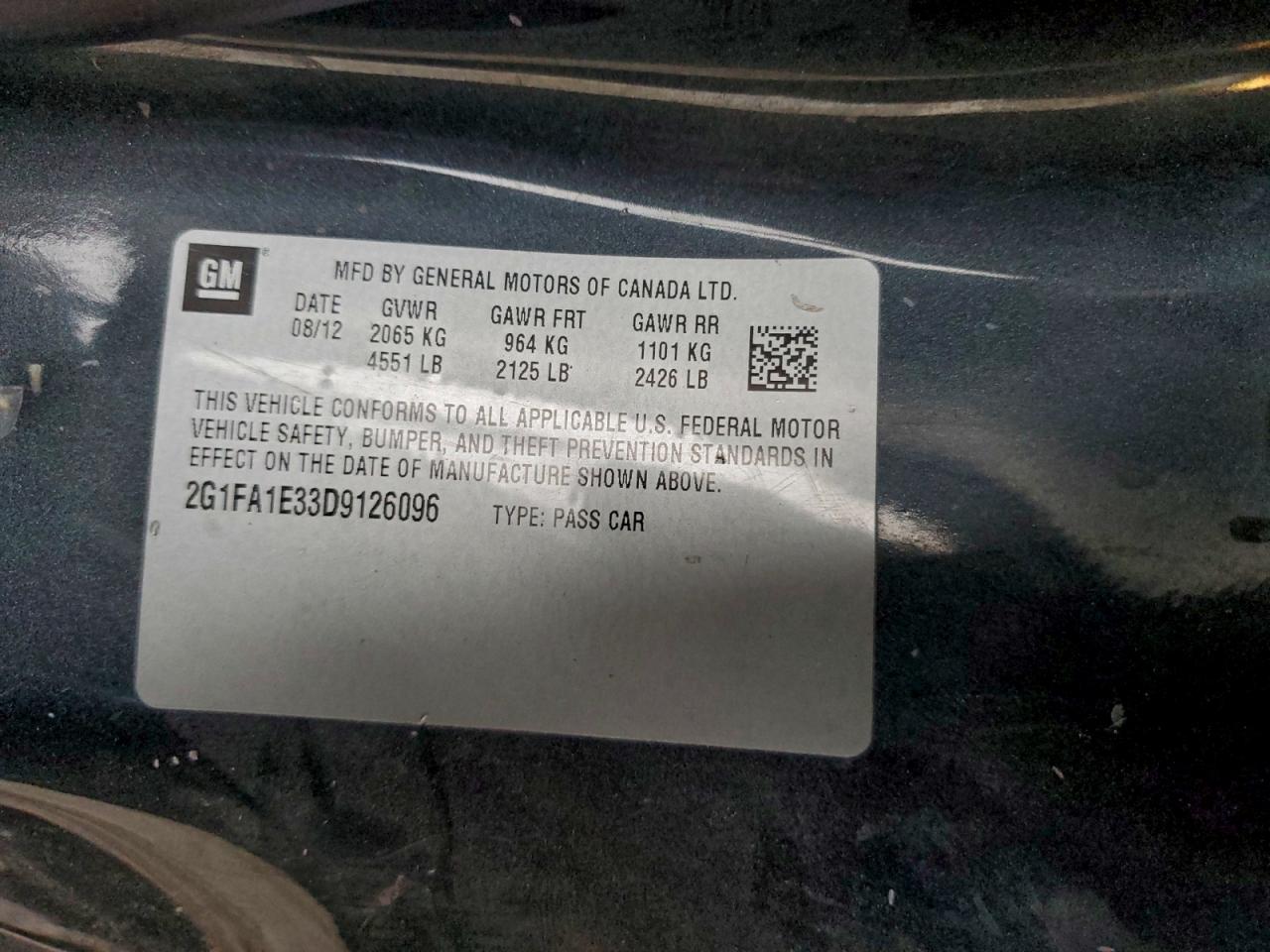 2013 Chevrolet Camaro Ls VIN: 2G1FA1E33D9126096 Lot: 94132265