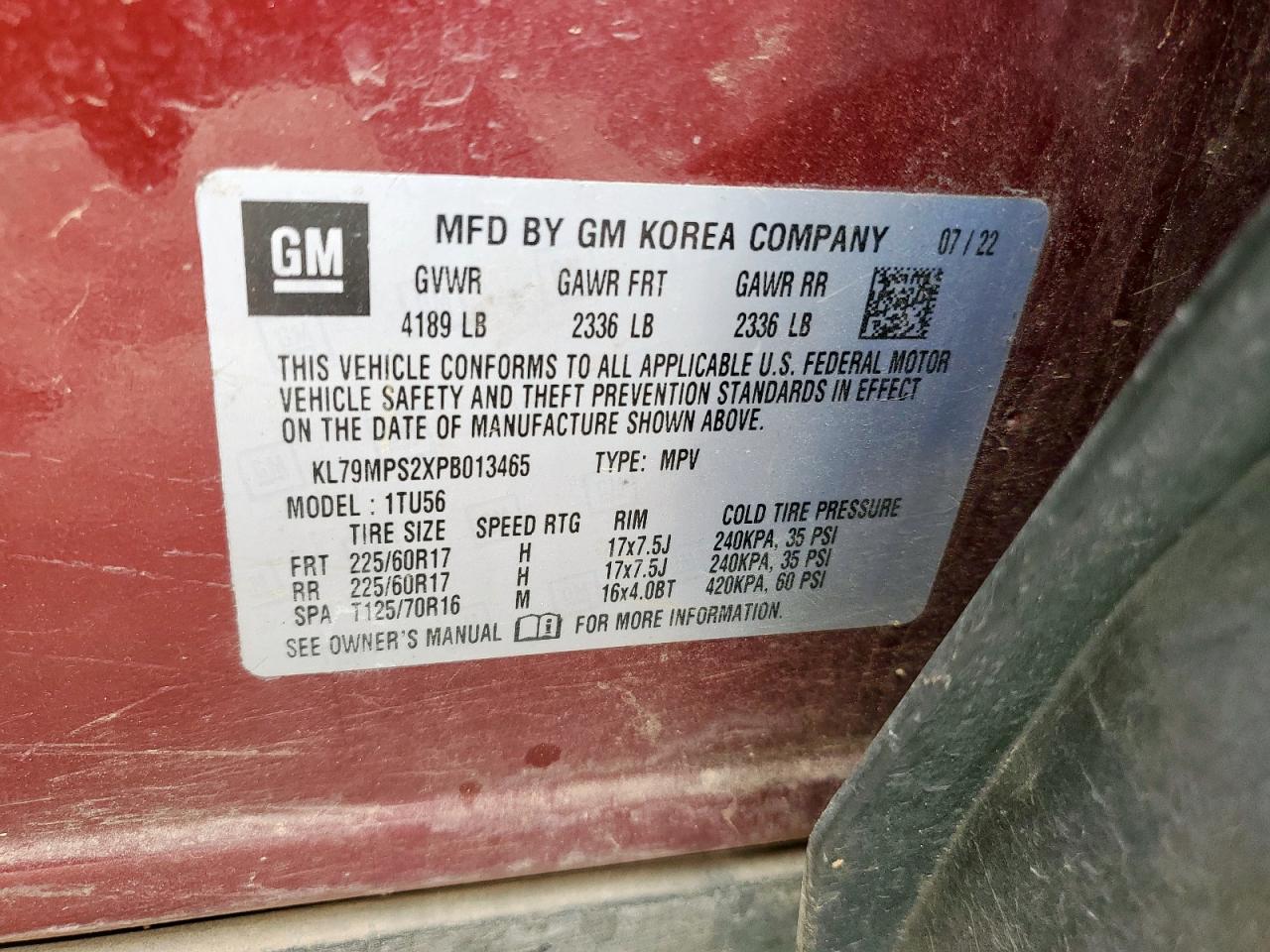 2023 Chevrolet Trailblazer Lt VIN: KL79MPS2XPB013465 Lot: 90832755