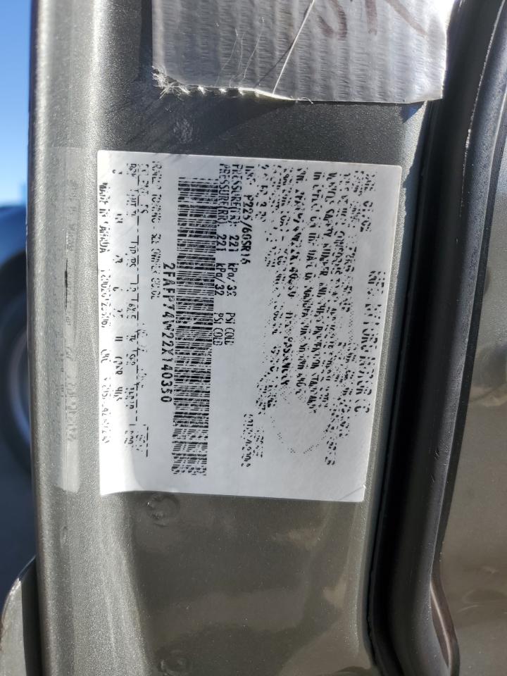 2002 Ford Crown Victoria Lx VIN: 2FAFP74W22X140350 Lot: 93020165