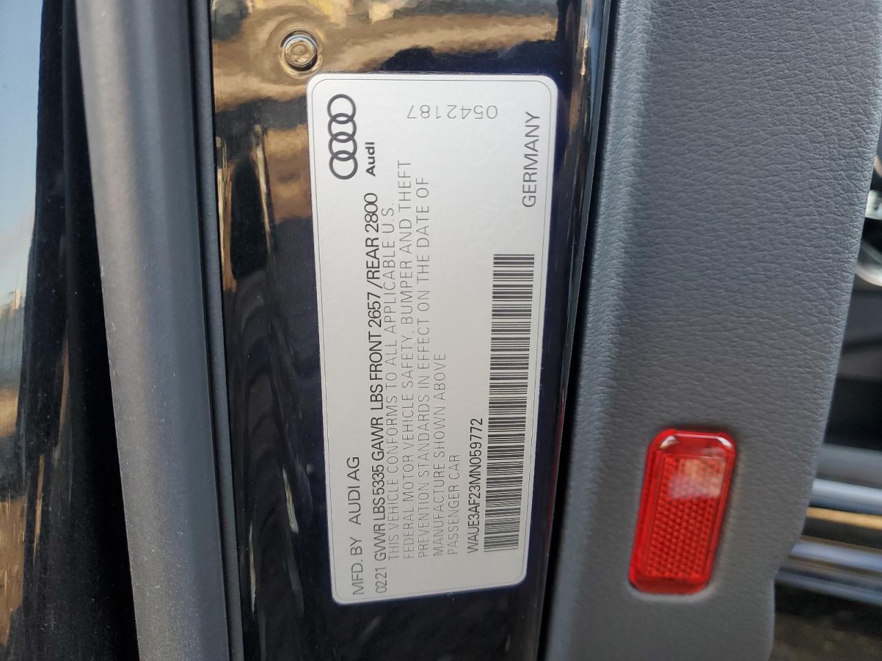 2021 Audi A6 Premium Plus VIN: WAUE3AF23MN059772 Lot: 92857965