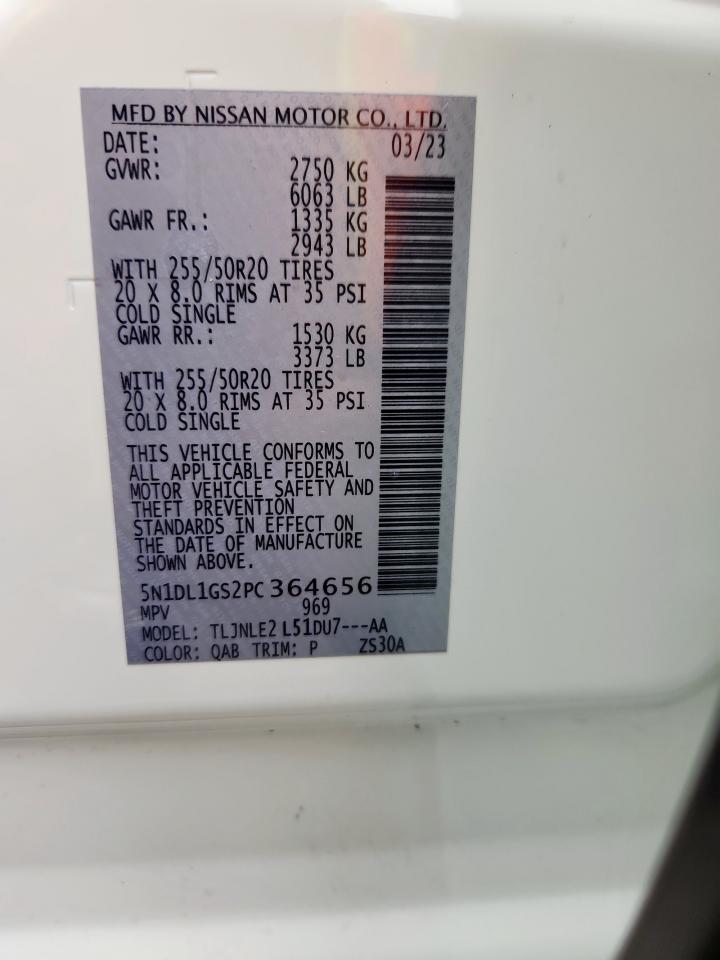 2023 Infiniti Qx60 Sensory VIN: 5N1DL1GS2PC364656 Lot: 93068755