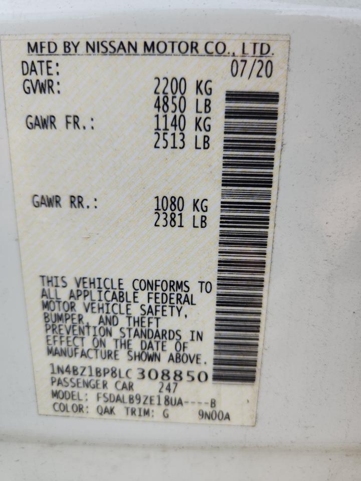 2020 Nissan Leaf S Plus VIN: 1N4BZ1BP8LC308850 Lot: 91444395