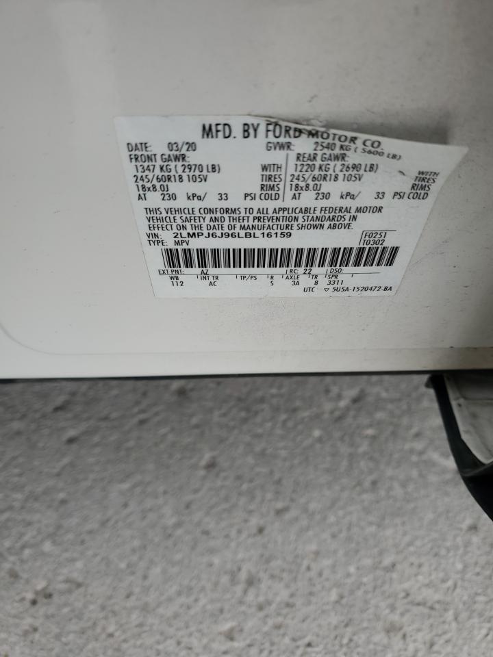 2020 Lincoln Nautilus VIN: 2LMPJ6J96LBL16159 Lot: 92713855