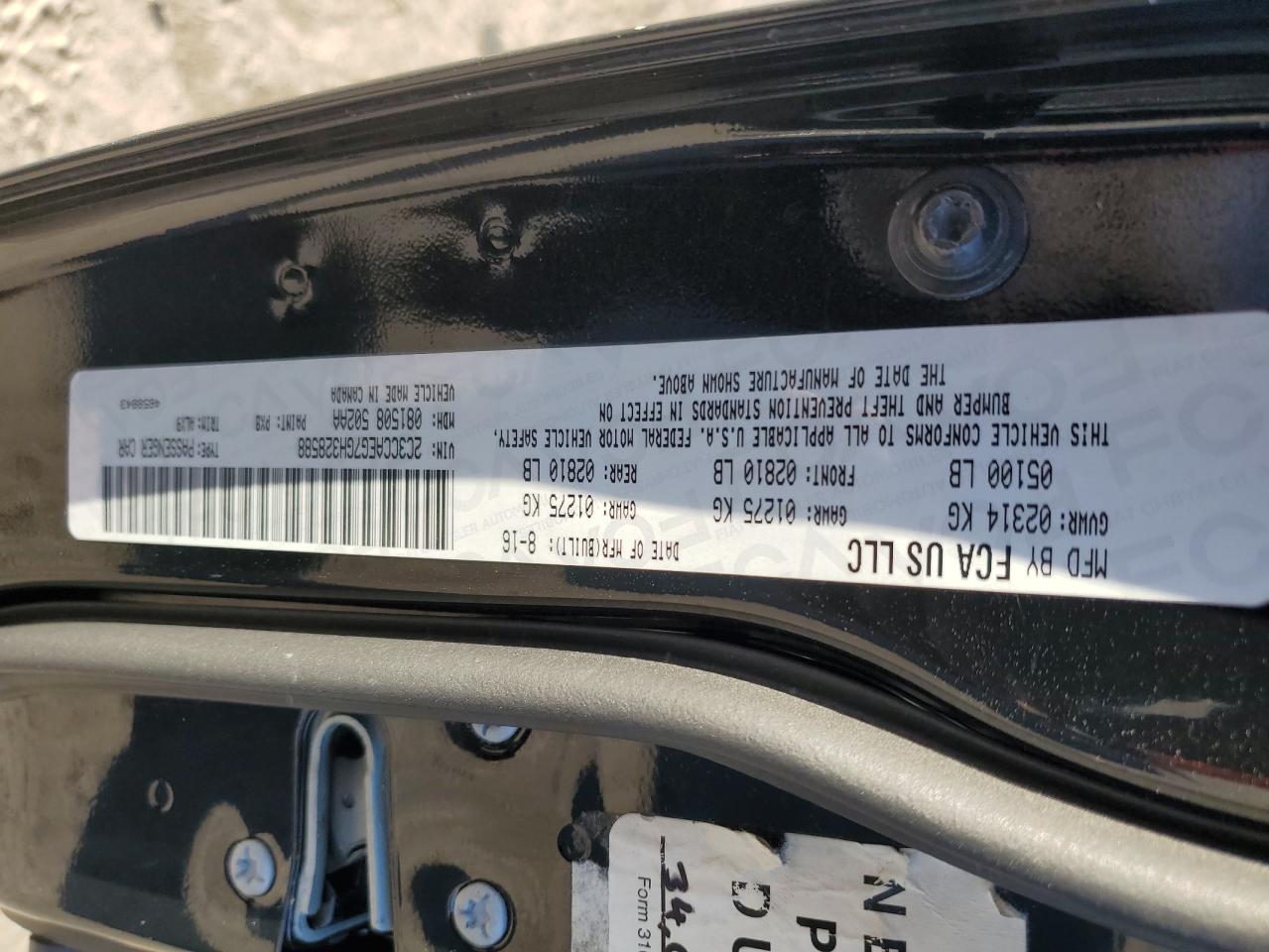 2016 Chrysler 300C VIN: 2C3CCAEG7GH328588 Lot: 92067855