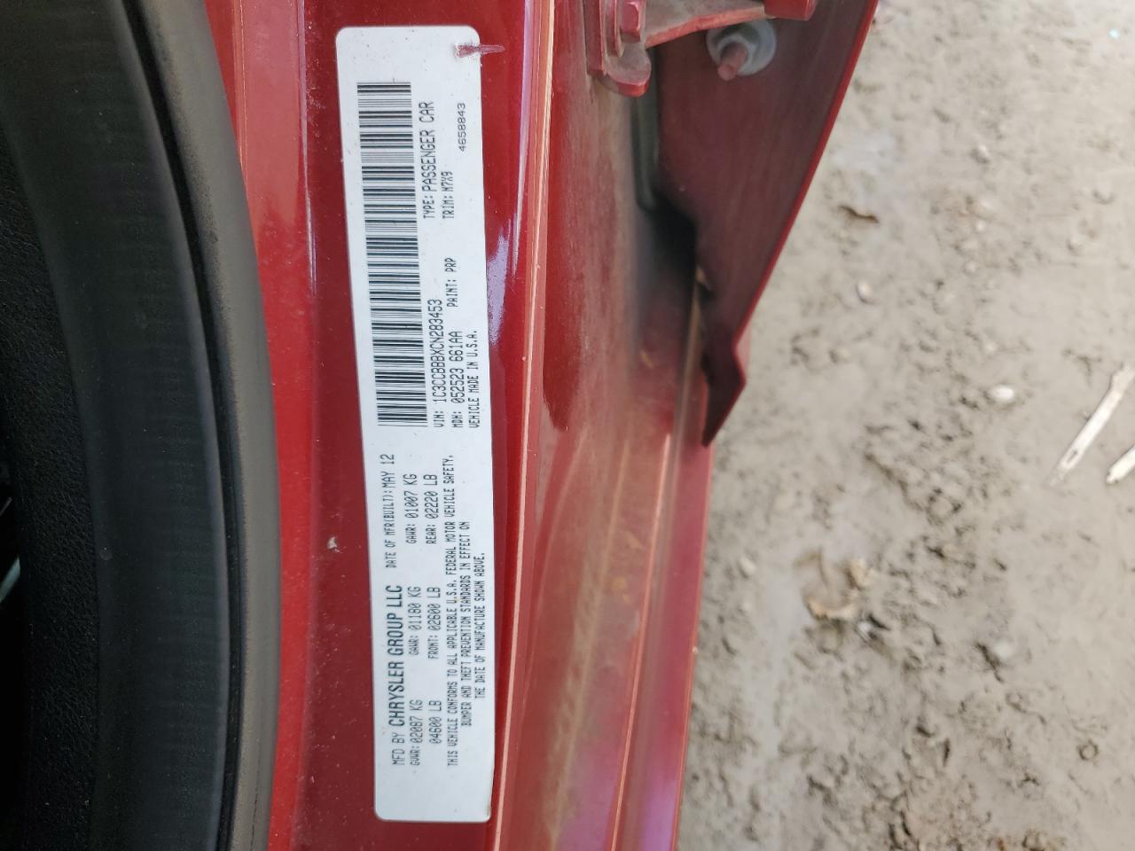 2012 Chrysler 200 Touring VIN: 1C3CCBBBXCN283453 Lot: 92799085