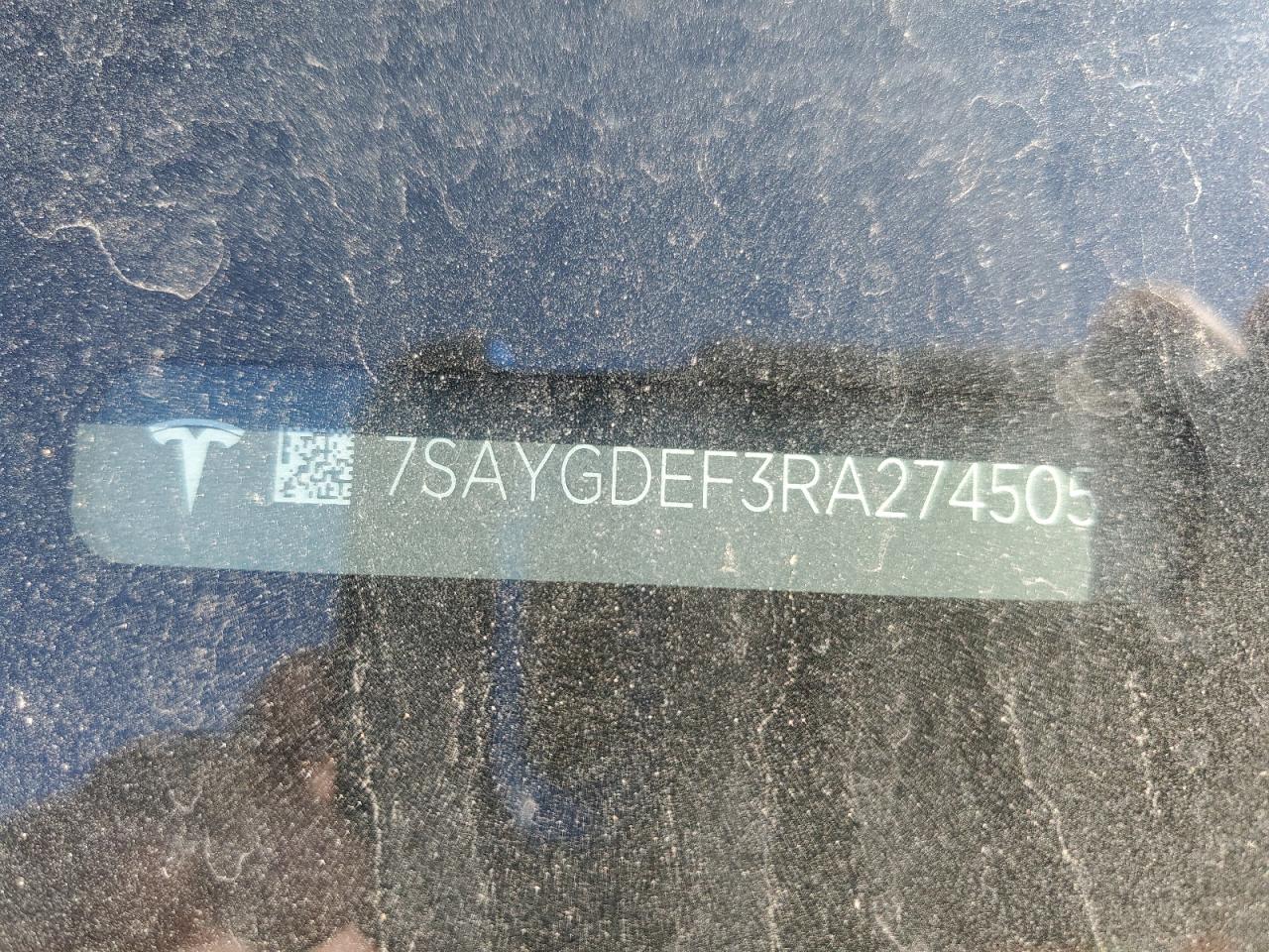 2024 Tesla Model Y VIN: 7SAYGDEF3RA274505 Lot: 91233065