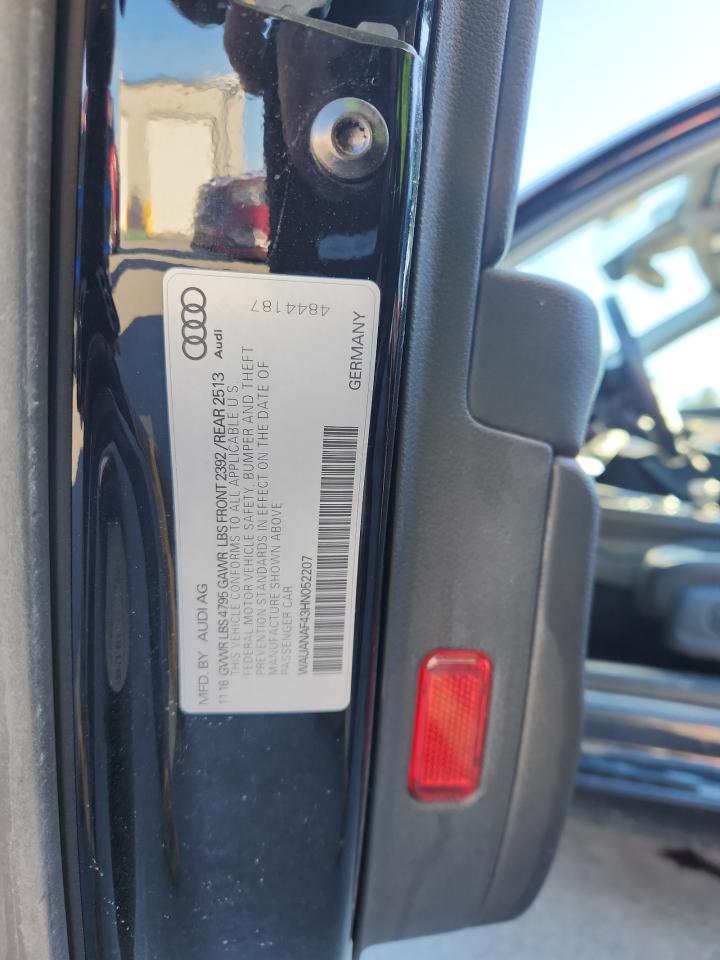 2017 Audi A4 Premium VIN: WAUANAF43HN052207 Lot: 93303985