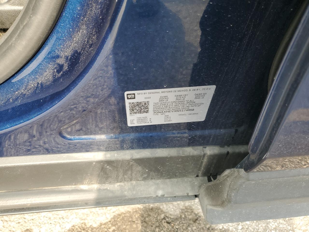 2022 Chevrolet Equinox Ls VIN: 3GNAXHEVXNS174958 Lot: 91967245