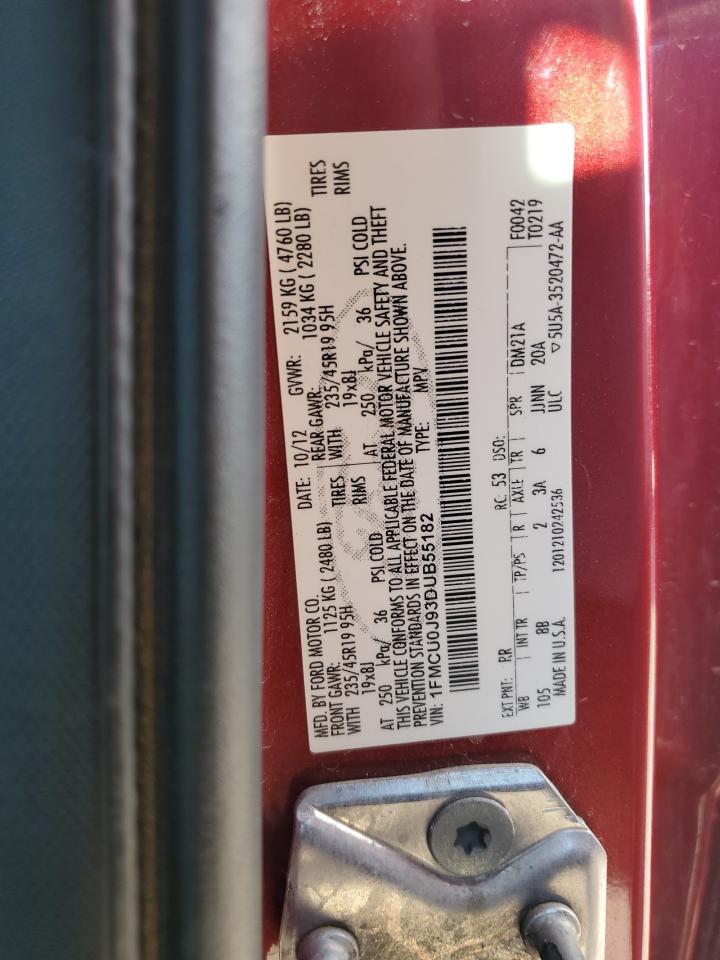 2013 Ford Escape Titanium VIN: 1FMCU0J93DUB55182 Lot: 92138625