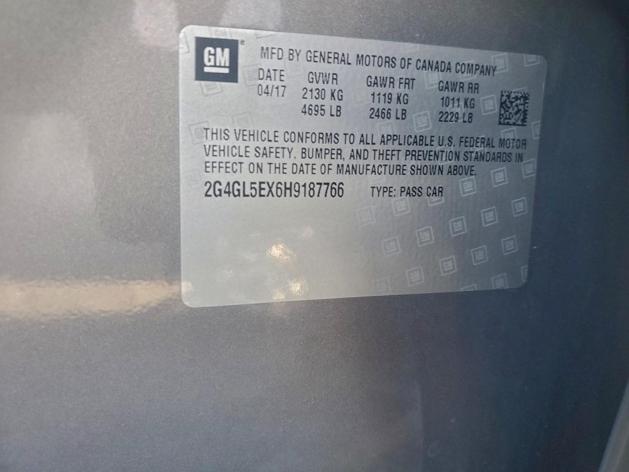 2017 Buick Regal Sport Touring VIN: 2G4GL5EX6H9187766 Lot: 93939335