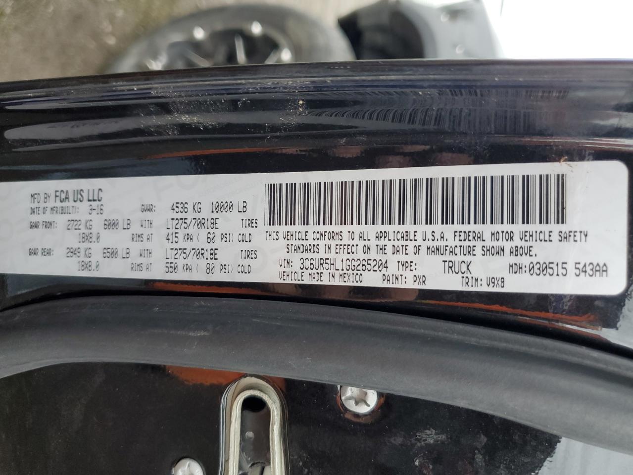 2016 Ram 2500 St VIN: 3C6UR5HL1GG265204 Lot: 85416085