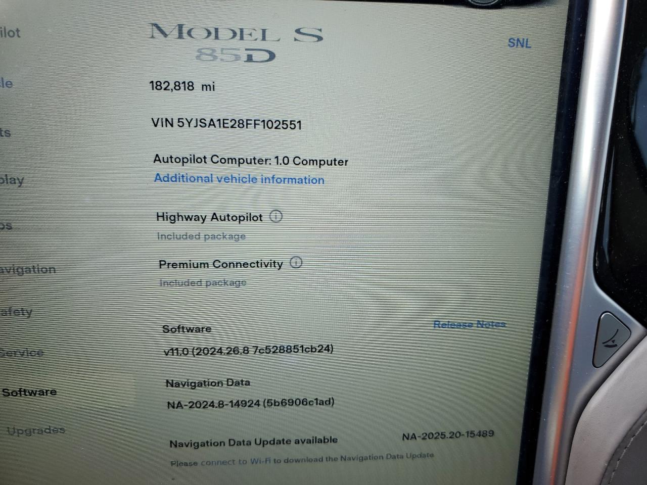 2015 Tesla Model S VIN: 5YJSA1E28FF102551 Lot: 91614895