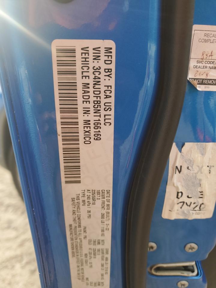 2022 Jeep Compass Latitude Lux VIN: 3C4NJDFB5NT166169 Lot: 93509965