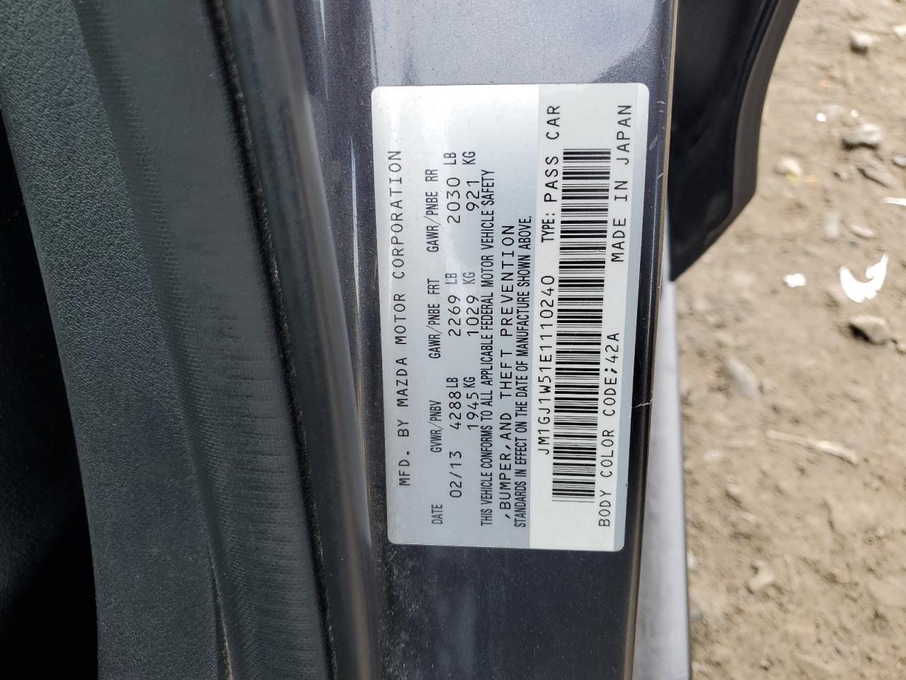 2014 Mazda 6 Grand Touring VIN: JM1GJ1W51E1110240 Lot: 92724665