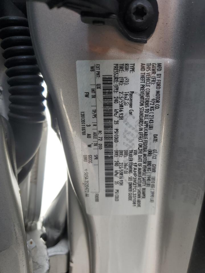 2012 Ford Focus Sel VIN: 1FAHP3M27CL331081 Lot: 96769135