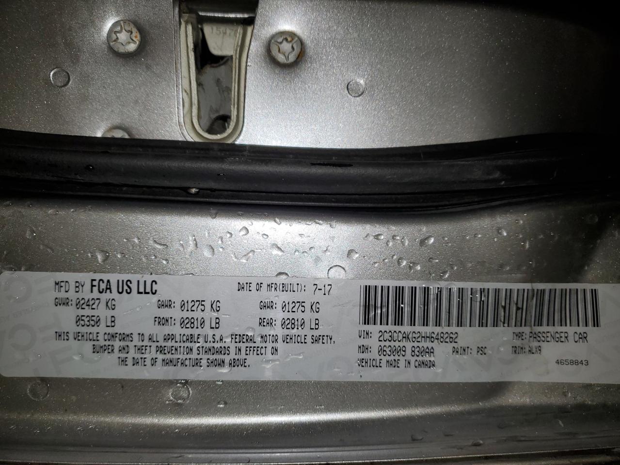 2017 Chrysler 300C VIN: 2C3CCAKG2HH648262 Lot: 93762465