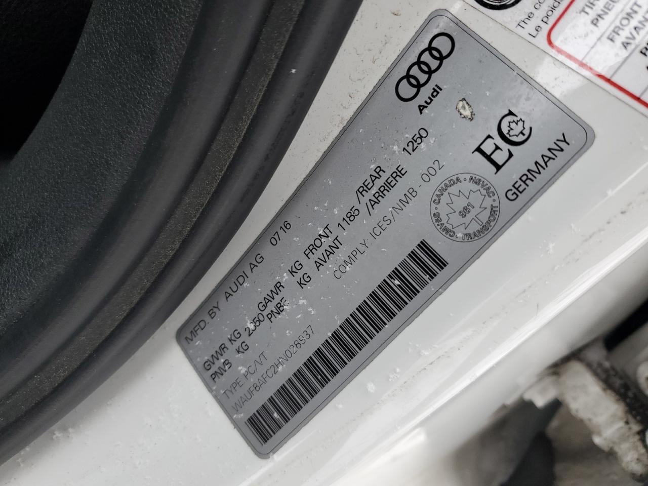 2017 Audi A6 Premium VIN: WAUF8AFC2HN028937 Lot: 93099295