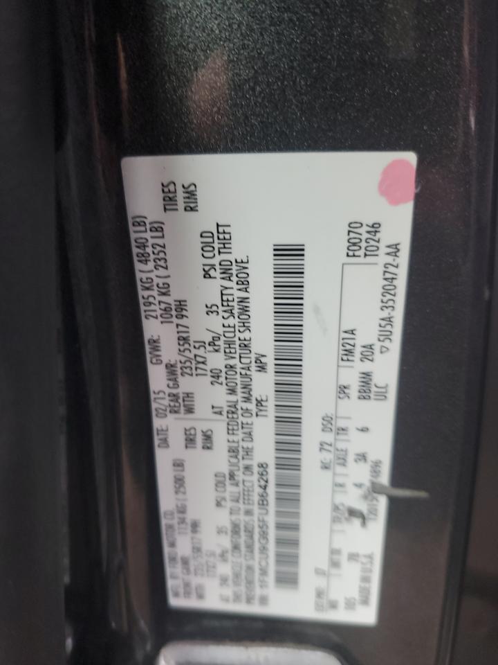 2015 Ford Escape Se VIN: 1FMCU9G95FUB64268 Lot: 93298215