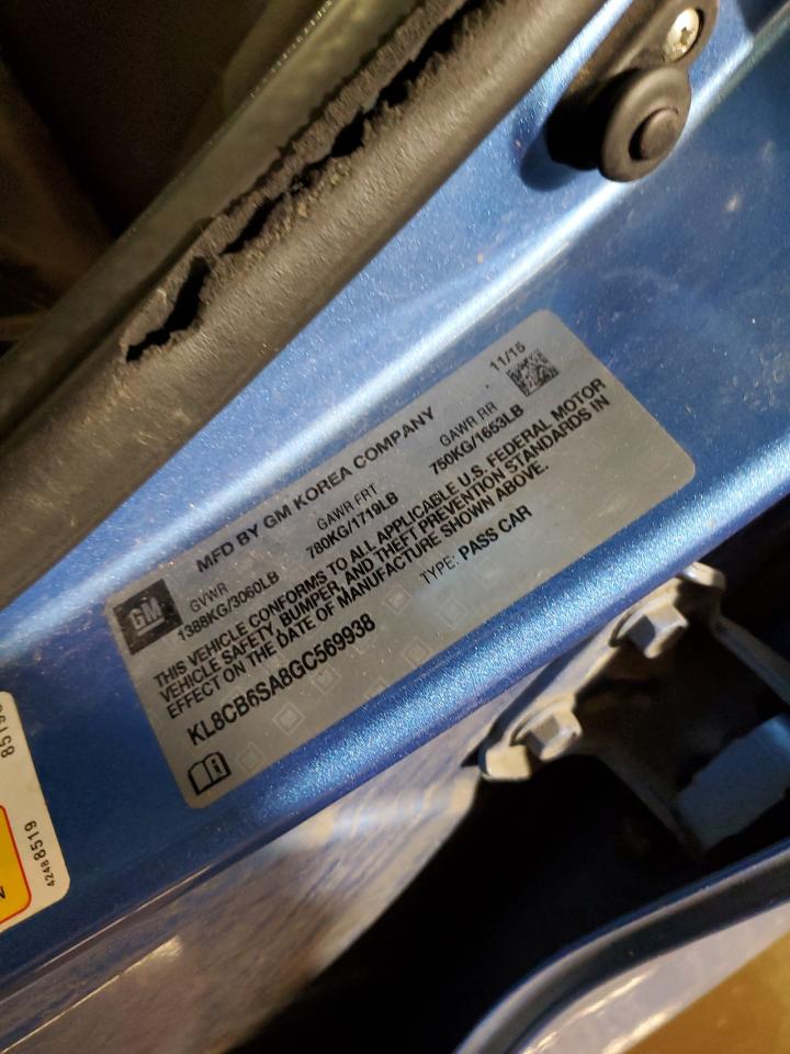 2016 Chevrolet Spark Ls VIN: KL8CB6SA8GC569938 Lot: 92618415