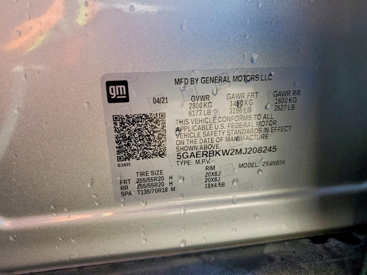 2021 Buick Enclave Essence VIN: 5GAERBKW2MJ208245 Lot: 94233555