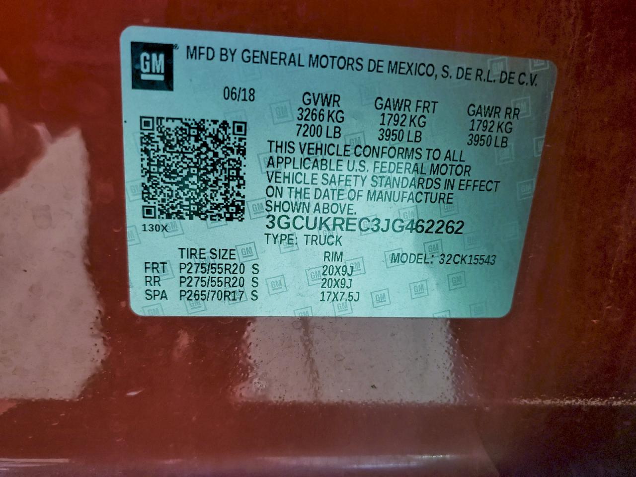 2018 Chevrolet Silverado K1500 Lt VIN: 3GCUKREC3JG462262 Lot: 94052645