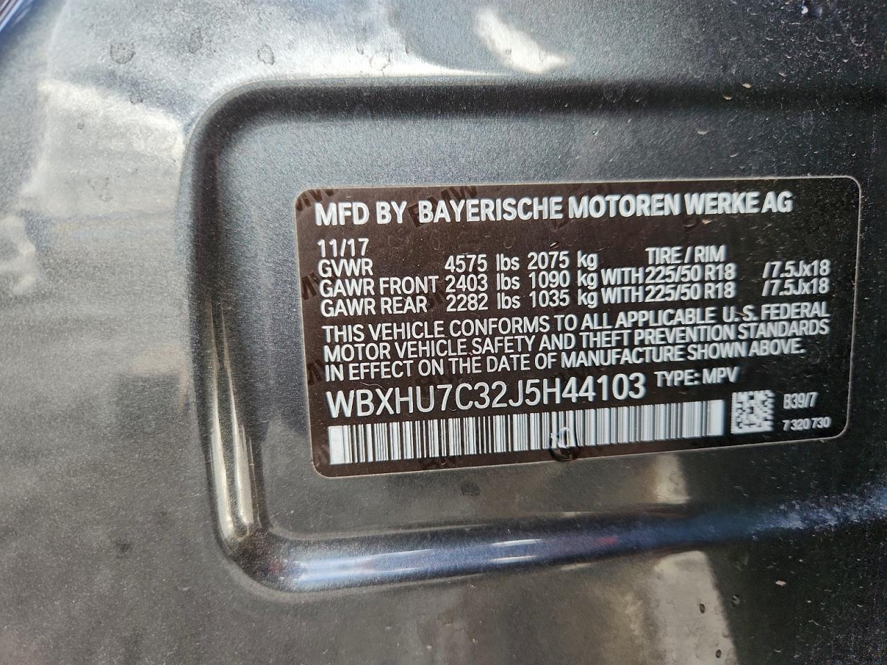 2018 BMW X1 Sdrive28I VIN: WBXHU7C32J5H44103 Lot: 94264575