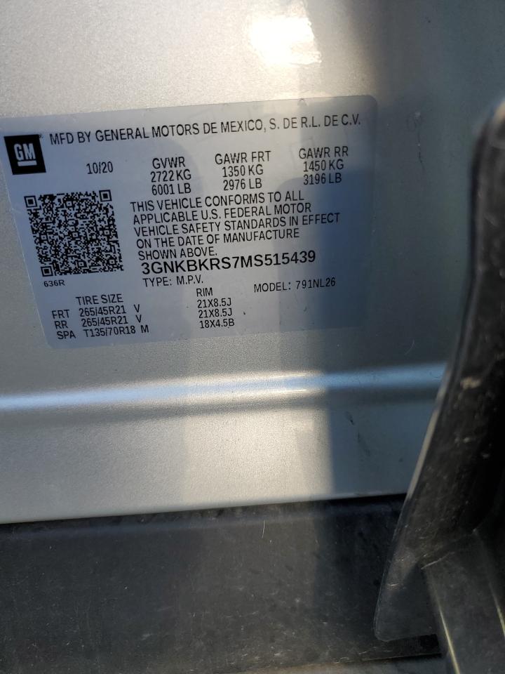 2021 Chevrolet Blazer Rs VIN: 3GNKBKRS7MS515439 Lot: 93084435