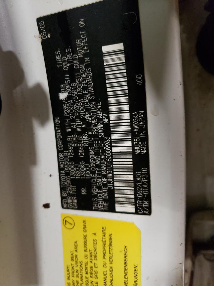 2006 Lexus Rx 400 VIN: JTJHW31U160009963 Lot: 93697975