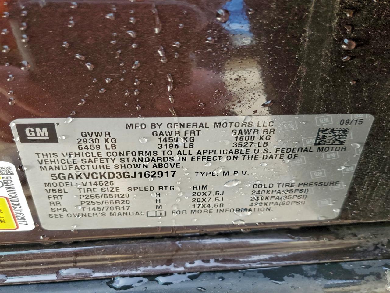 2016 Buick Enclave VIN: 5GAKVCKD3GJ162917 Lot: 94248095