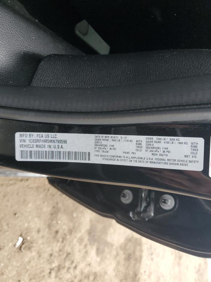 2021 Ram 1500 Limited VIN: 1C6SRFHM5MN790596 Lot: 91773075