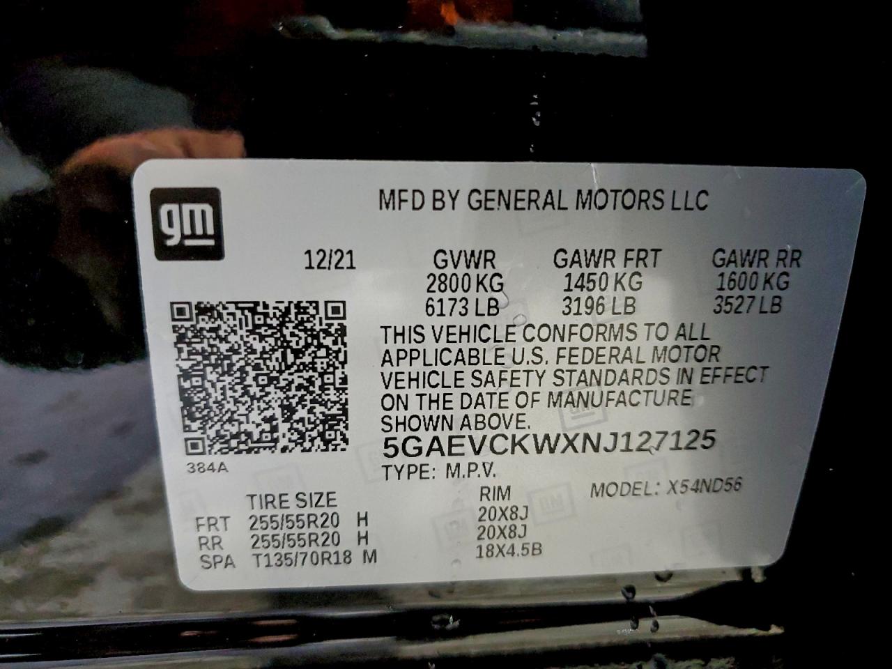 2022 Buick Enclave Avenir VIN: 5GAEVCKWXNJ127125 Lot: 93993455