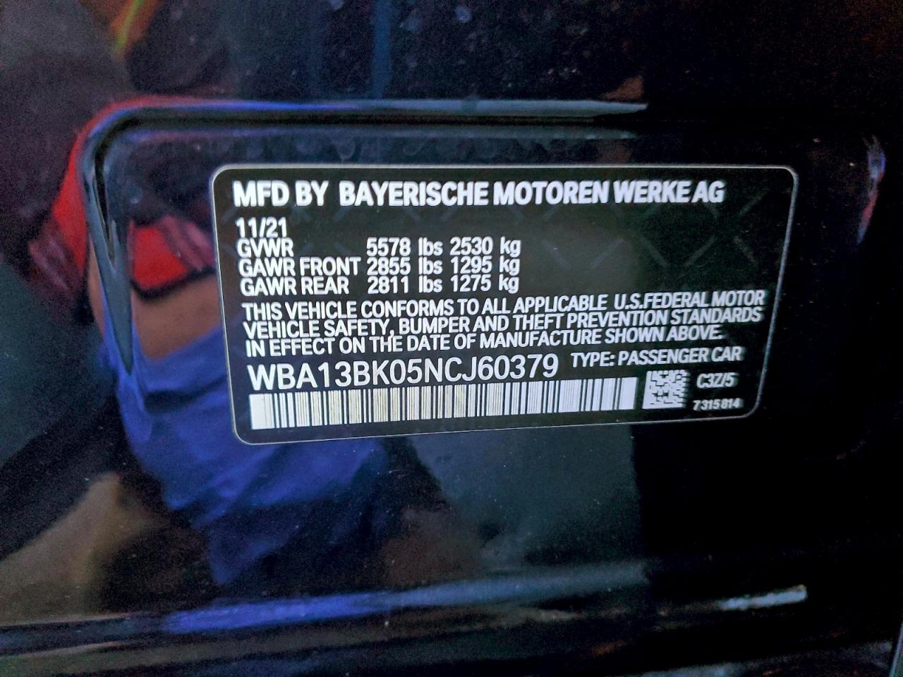 2022 BMW M550Xi VIN: WBA13BK05NCJ60379 Lot: 93892455