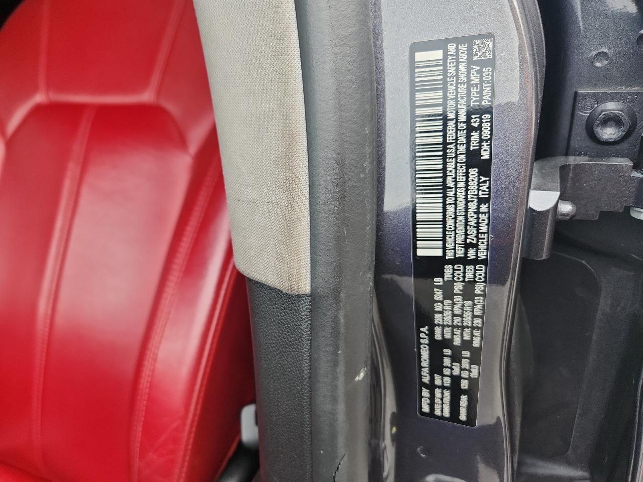 2018 Alfa Romeo Stelvio Sport VIN: ZASFAKPN8J7B88206 Lot: 91988825