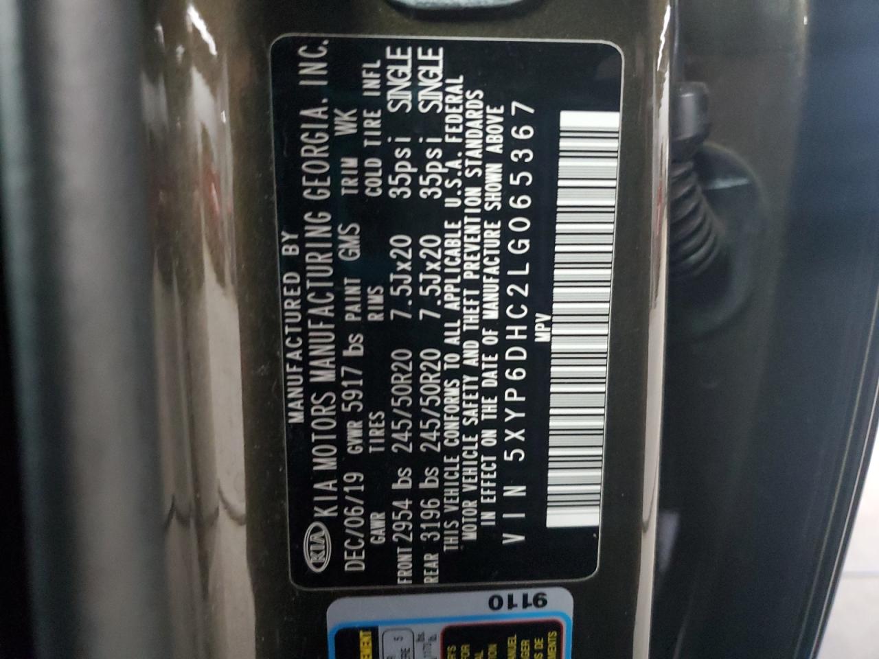 2020 Kia Telluride S VIN: 5XYP6DHC2LG065367 Lot: 87253205