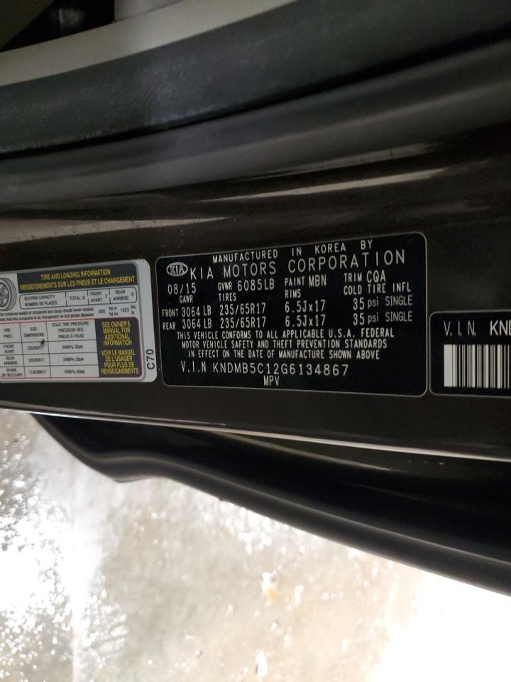 2016 Kia Sedona Lx VIN: KNDMB5C12G6134867 Lot: 92131375