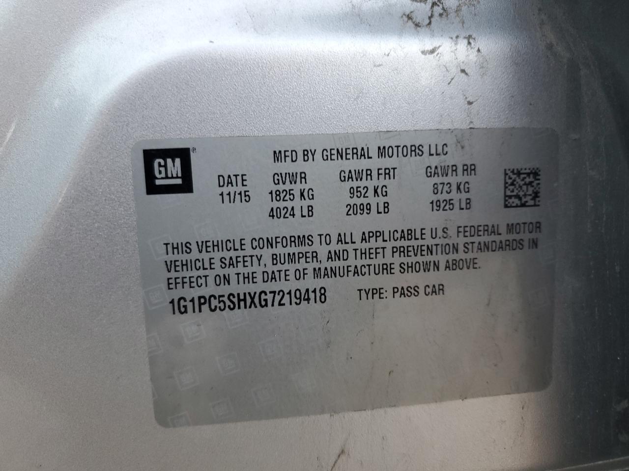 2016 Chevrolet Cruze Limited Ls VIN: 1G1PC5SHXG7219418 Lot: 92347415